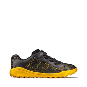 Boys' Clarks Award Swift Kid Sneakers Black / Yellow | CLK675XJH