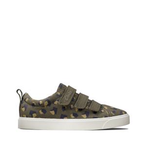 Boys' Clarks City Vibe Kid Canvas Shoes Olive Camo | CLK601OXJ