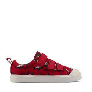 Boys' Clarks City Vibe Kid Canvas Shoes Red / Black | CLK760XMJ