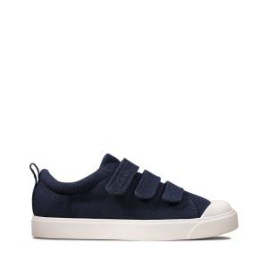 Boys' Clarks City Vibe Kid Canvas Shoes Navy | CLK786LOP