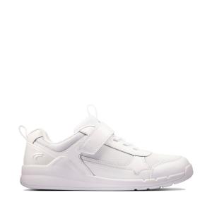 Boys' Clarks Orbit Sprint Youth Sneakers White | CLK590GJW