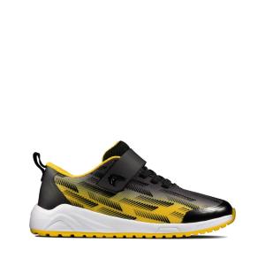 Girls' Clarks Aeon Pace Kid Sneakers Black / Yellow | CLK723ZXH