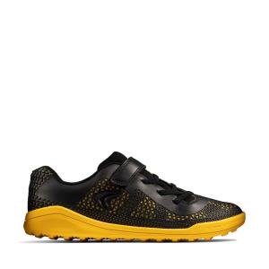 Girls' Clarks Award Swift Youth Sneakers Black / Yellow | CLK081WKL