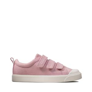 Girls' Clarks City Vibe Kid Canvas Shoes Pink | CLK346ELR