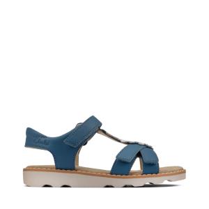 Girls' Clarks Crown Flower Kid Sandals Blue | CLK614XSJ