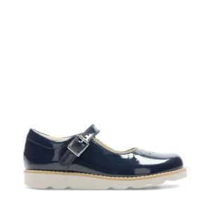 Girls' Clarks Crown Jump Kid School Shoes Navy | CLK630EZQ