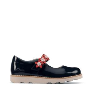 Girls' Clarks Crown Petal Kid School Shoes Navy | CLK730DVH