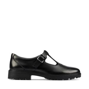 Girls' Clarks Dempster Bar Youth School Shoes Black | CLK326ZAB