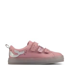 Girls' Clarks Flare Shell Lo Kid School Shoes Pink | CLK281TGK