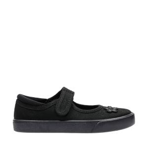 Girls' Clarks Hopper Go Kid Canvas Shoes Black | CLK234IAW