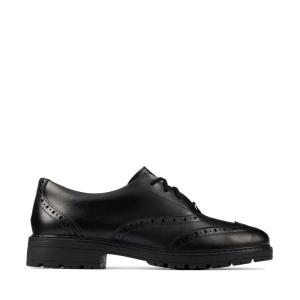 Girls' Clarks Loxham Brogue Youth School Shoes Black | CLK549AZT