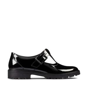 Girls' Clarks Loxham Shine Youth School Shoes Black | CLK386MJP