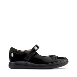 Girls' Clarks Scooter Jump Kid School Shoes Black | CLK521OLG