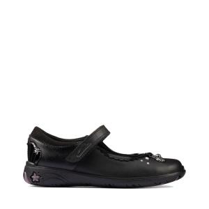 Girls' Clarks Sea Shimmer Kid School Shoes Black | CLK860CAX