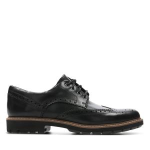 Men's Clarks Batcombe Wing Black Shoes Black | CLK906WHD