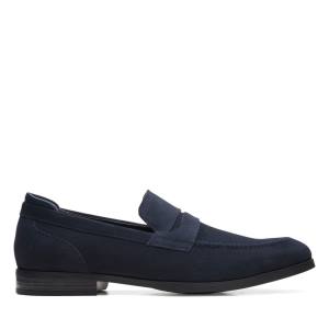 Men's Clarks Bradish Ease Loafers Navy | CLK708QKW