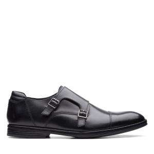 Men's Clarks Citi Stride Monk Black Shoes Black | CLK742FSE