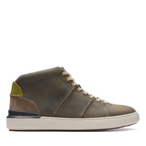 Men's Clarks CourtLite Hi Originals Boots Dark Olive | CLK851TJO