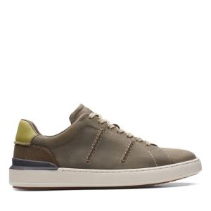 Men's Clarks CourtLite Lo Sneakers Dark Olive | CLK106NWR