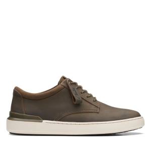 Men's Clarks Court Lite Derby Sneakers Olive | CLK471BQV