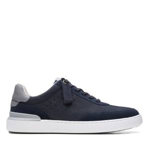 Men's Clarks Court Lite Tie Sneakers Navy | CLK536UVG