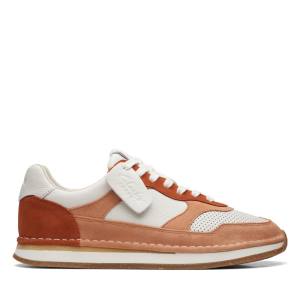 Men's Clarks Craft Run Tor Sneakers White / Orange | CLK691KJF