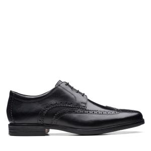 Men's Clarks Howard Wing Black Shoes Black | CLK607KZV