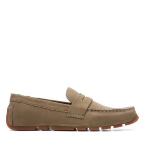 Men's Clarks Oswick Bar Loafers Olive | CLK276WYQ