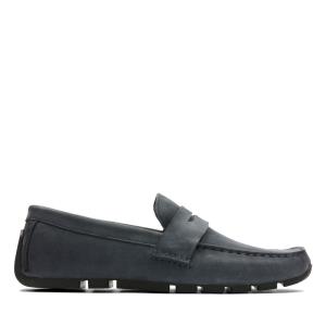 Men's Clarks Oswick Penny Loafers Navy | CLK206SWJ