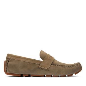 Men's Clarks Oswick Penny Loafers Olive | CLK968JMP