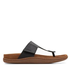 Men's Clarks Pilton Post Sandals Black | CLK140LRT