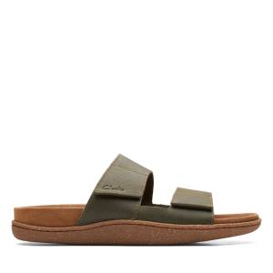 Men's Clarks Pilton Strap Sandals Dark Olive | CLK053EMQ