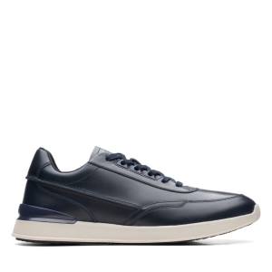 Men's Clarks Race Lite Lace Sneakers Navy | CLK813YRG