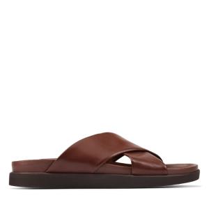 Men's Clarks Sunder Cross Sandals Brown | CLK378UQS