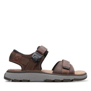 Men's Clarks Un Trek Part Sandals Dark Brown | CLK102LIR