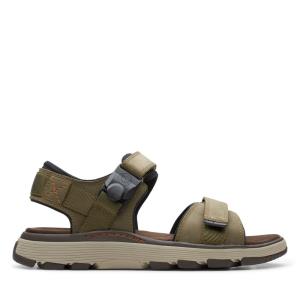 Men's Clarks Un Trek Part Sandals Dark Olive | CLK260SGO