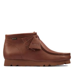 Men's Clarks Wallabee Boot GORE-TEX Originals Boots Dark Brown | CLK647HXR