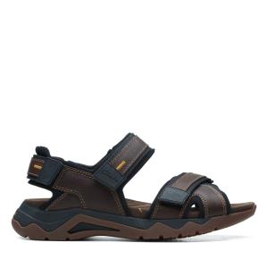 Men's Clarks Wave2.0 Jaunt Sandals Dark Brown | CLK764ECA