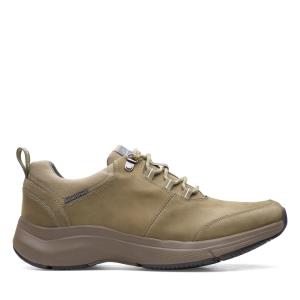 Men's Clarks Wave2.0 Tie Sneakers Olive | CLK185ACI