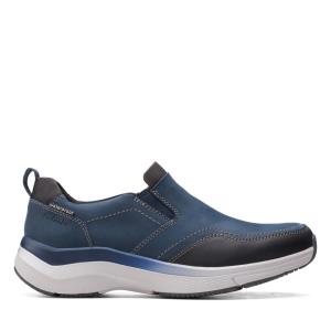 Men's Clarks Wave 2.0 Edge Sneakers Navy | CLK980SZD