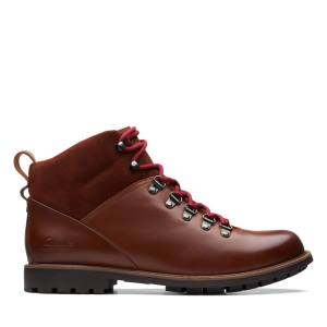 Men's Clarks Westcombe Hi Waterproof Ankle Boots Dark Red | CLK490YMV