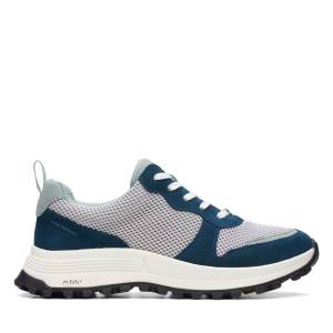 Women's Clarks ATL Trek Free Waterproof Sneakers White / Navy | CLK867CEQ