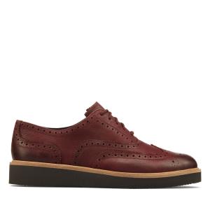 Women's Clarks Baille Brogue Dress Shoes Burgundy | CLK095BDO