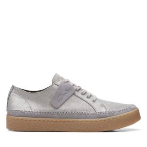 Women's Clarks Barleigh Lace Flat Shoes Grey | CLK130LGY