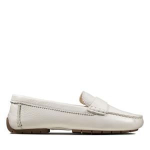 Women's Clarks C Mocc Flat Shoes White | CLK147OEI