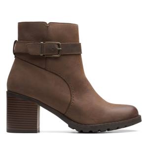 Women's Clarks Clarkwell Hall Ankle Boots Brown | CLK478LTO