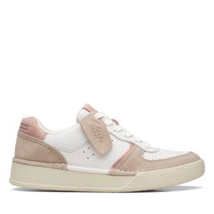 Women's Clarks Craft Cup Court Sneakers White | CLK528TQK