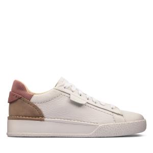 Women's Clarks Craft Cup Lace Sneakers White Rose | CLK079IXS