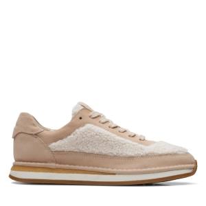 Women's Clarks Craft Run Lace Sneakers White / Beige | CLK849GRP