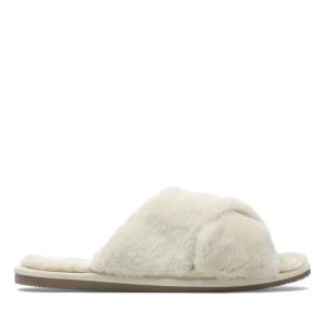 Women's Clarks Dream Lux Slippers Cream | CLK407OXD